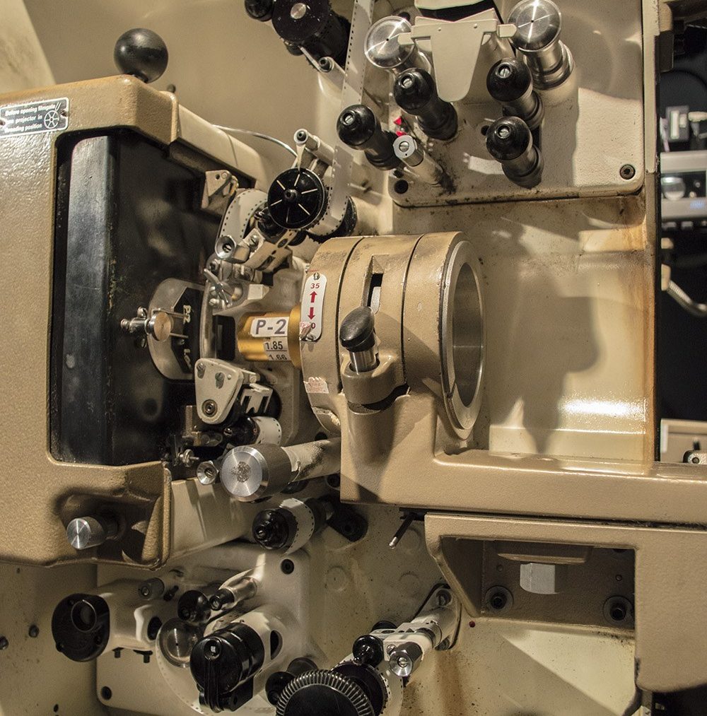 Vintage 70mm film projector mechanism, close detail